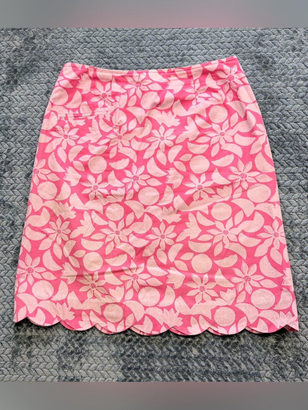 Lilly Pulitzer Pink Floral Scalloped Hem Fully Lined Skirt Size 6